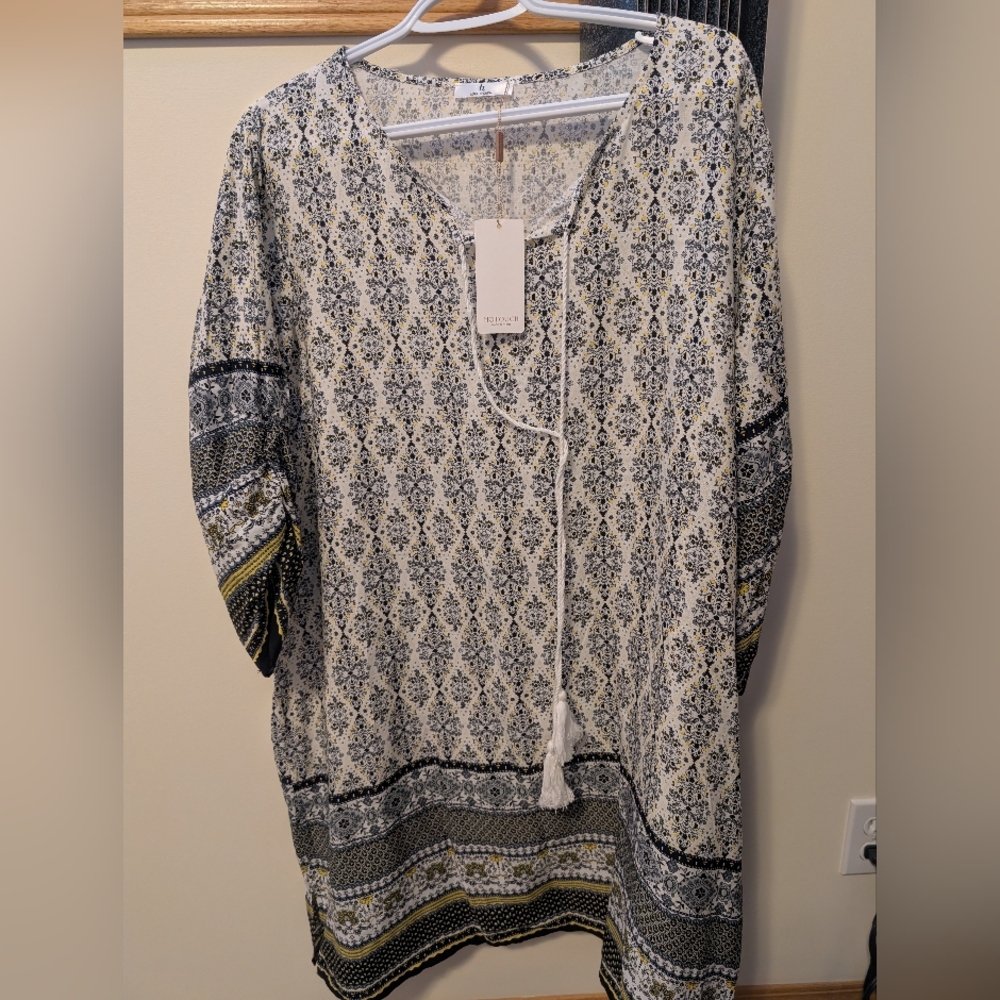 Chic Bohemian Blue and White Tunic